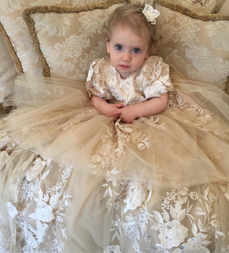 champagne infant dress